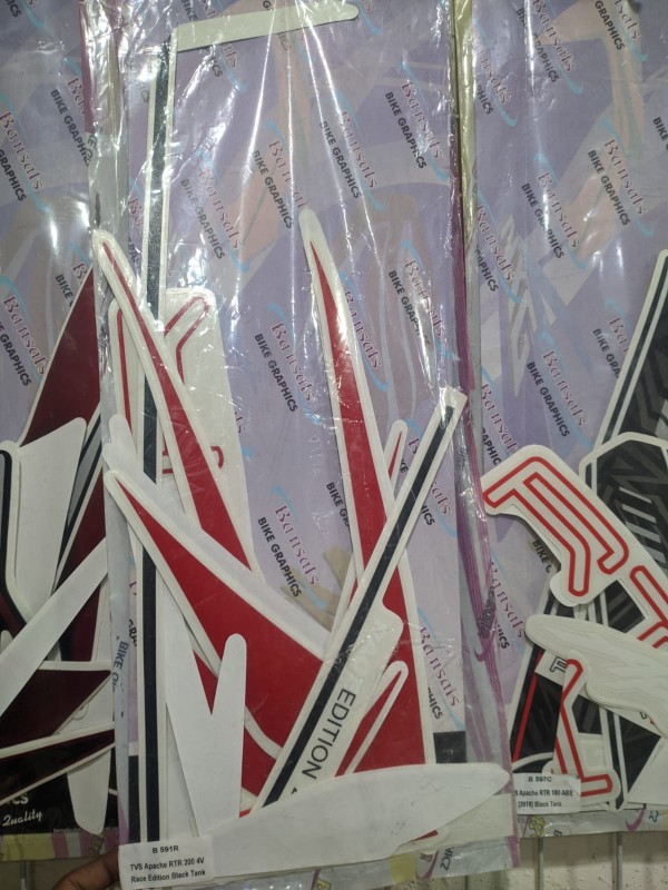 Apache RTR 200 4v Race Edition Black Tank Full Set Sticker image