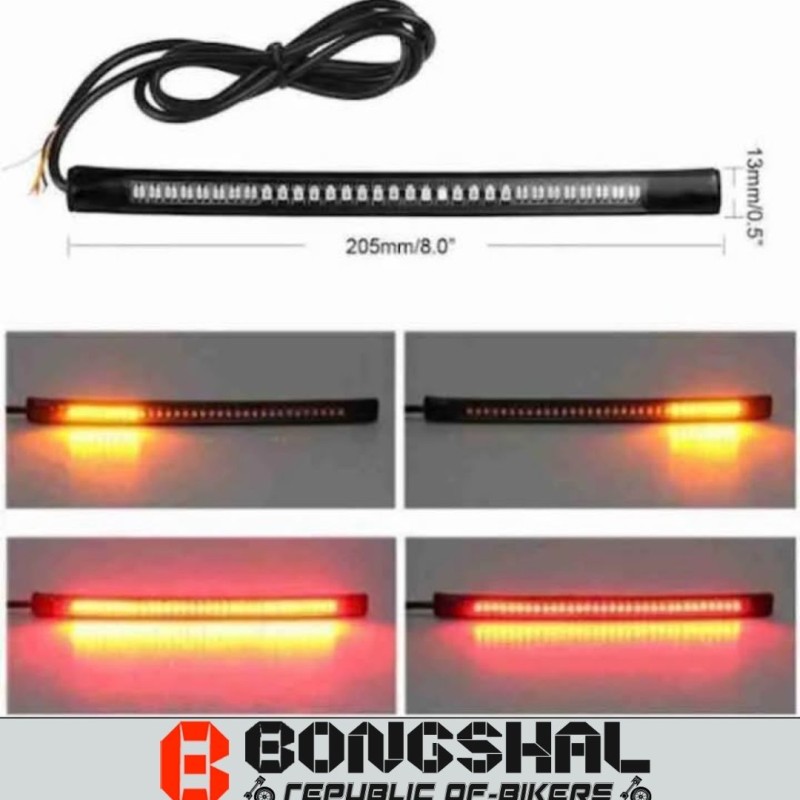 Bravecow 2X Universal LED Strip Motorcycle Tail Light with Turn Signals image