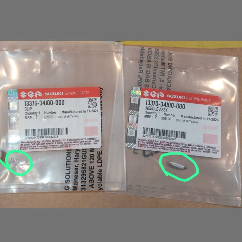 Carburetor Float Pin Original Gixxer Monotone, NEEDLE ASSY 13370-34J00-000, CLIP 13375-34J00-000 image