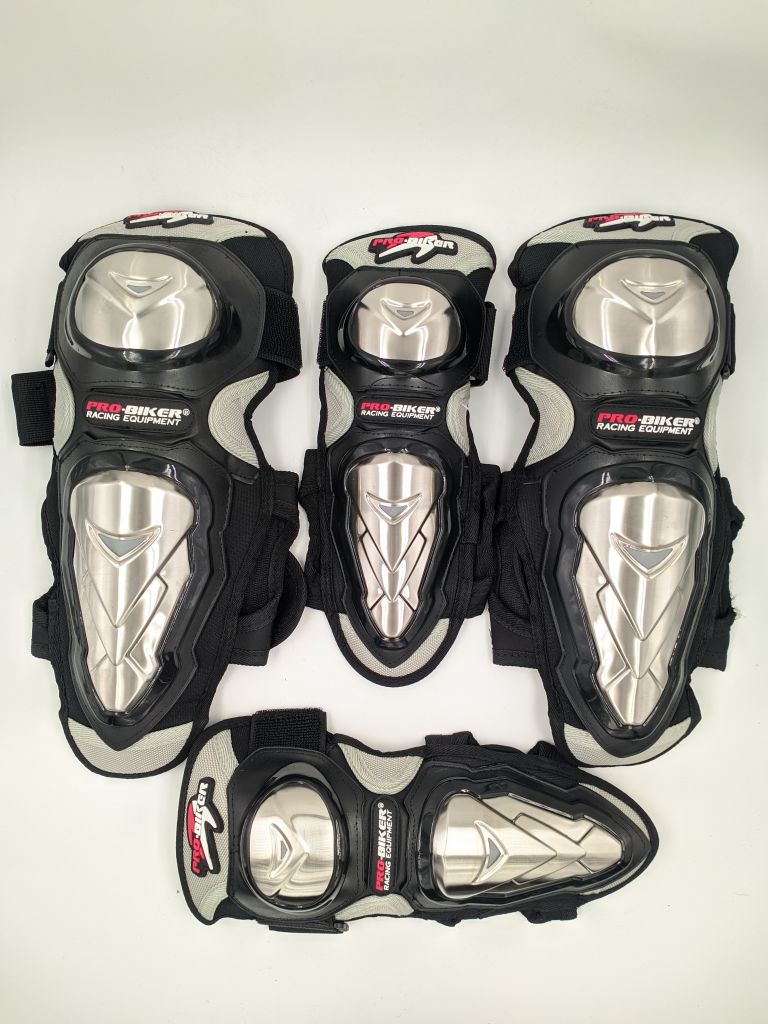 All Extreme EXPBKG4 Pro Biker Stainless Steel Knee and Elbow Guard and Shin-Armor Protector for Bikers and Riders image