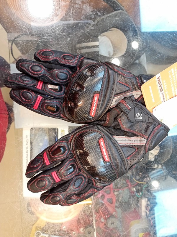 KOMINE GK-160 Carbon Shell Protect Leather Mesh Gloves image