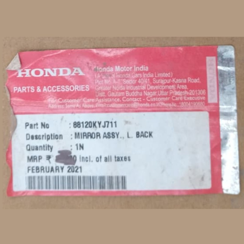 Looking Glass Honda CBR Indian, MIRROR ASSY BLACK L - 88120KYJ711, R - 88110KYJ711 image
