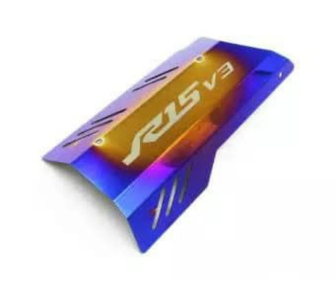 MT-15 R15 Silencer Guard (Chrome, Blue Color) image