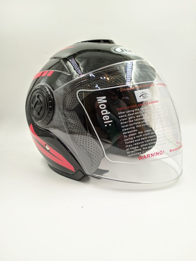 Neera Sting Ray Half face Glossy Black & Red image