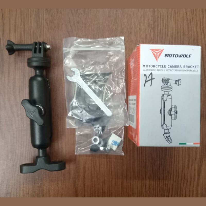Motowolf Motorcycle Camera Bracket (Original) Handle Bar / Looking Glass Mount image