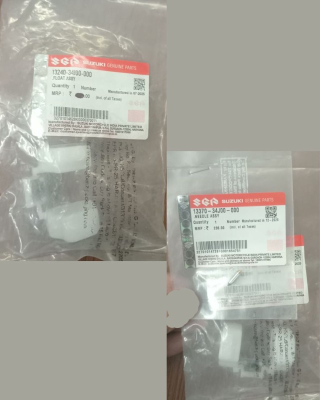 Carburetor Float Pin With box Original Gixxer Monotone, NEEDLE ASSY, 13370-34j00-000, FLOAT ASSY, 13240-34J00-000 image