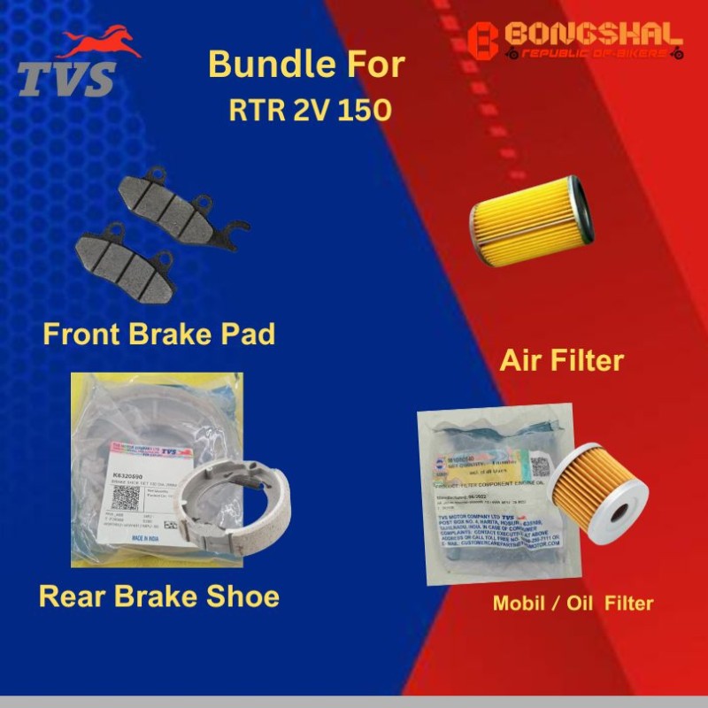 RTR 2V 150 Front Brake Pad + Rear Brake Shoe + Air Filter + Mobil Filter image