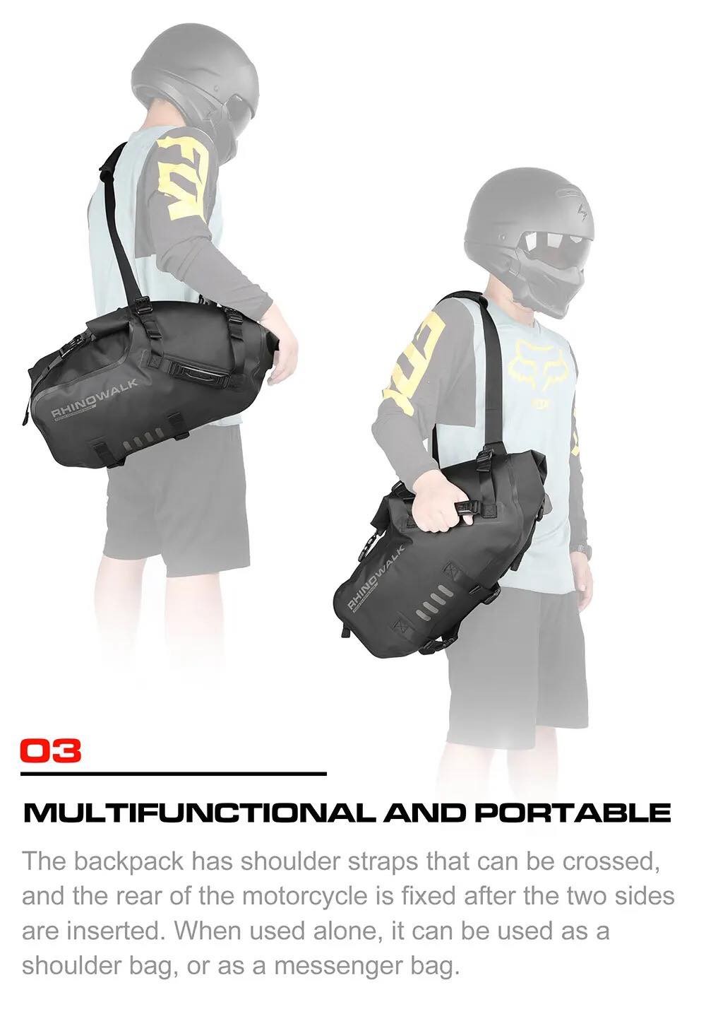 Rhinowalk Motorcycle Saddle Bags Waterproof Anti-Vibration Motor Side Bags Shoulder Bag image