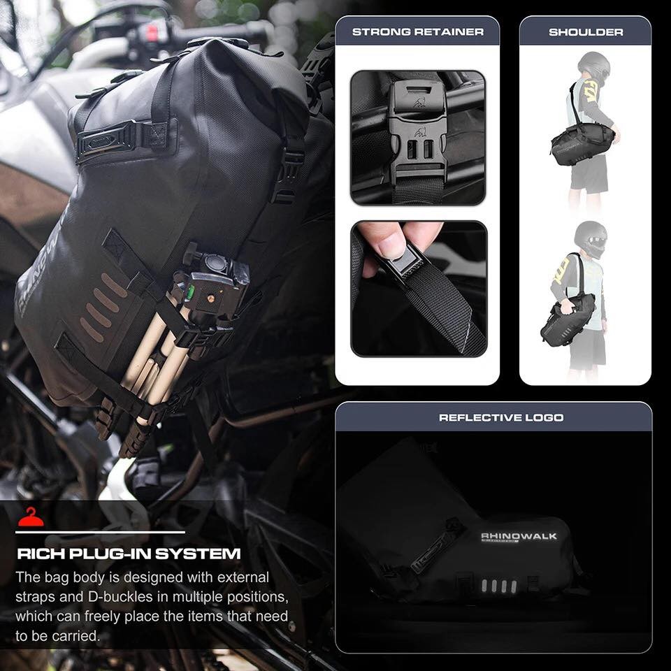 Rhinowalk Motorcycle Saddle Bags Waterproof Anti-Vibration Motor Side Bags Shoulder Bag image