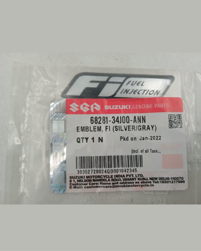 Suzuki Gixxer SF genuine Fi Sticker (per piece) EMBLEM, FI (SILVER/GRAY) 68281-34J00-ANN image