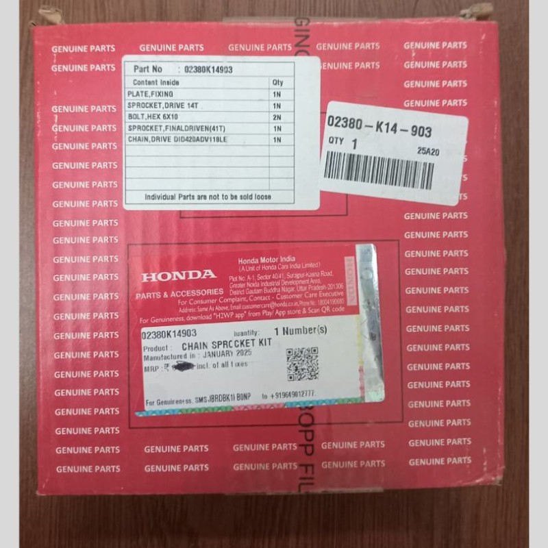 Chain Sprocket Full Set Honda Livo / Dream Neo 110 CC New Model image