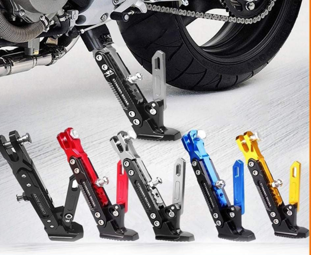 Universal Heavy Duty CNC Aluminum Alloy Adjustable Kickstand Foot Side Stand for Motorcycle, Scooty Bike Side Stand for Support Parking image