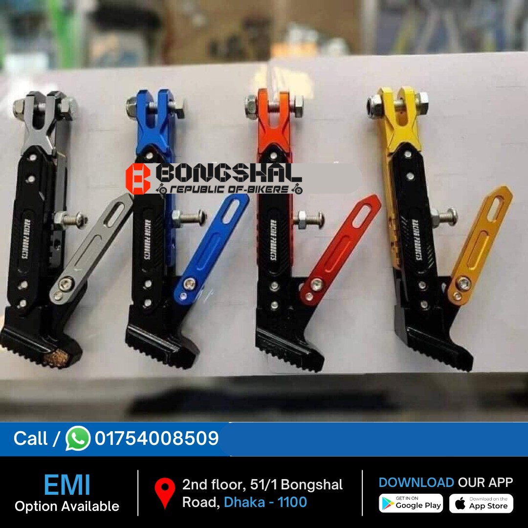 Universal Heavy Duty CNC Aluminum Alloy Adjustable Kickstand Foot Side Stand for Motorcycle, Scooty Bike Side Stand for Support Parking image