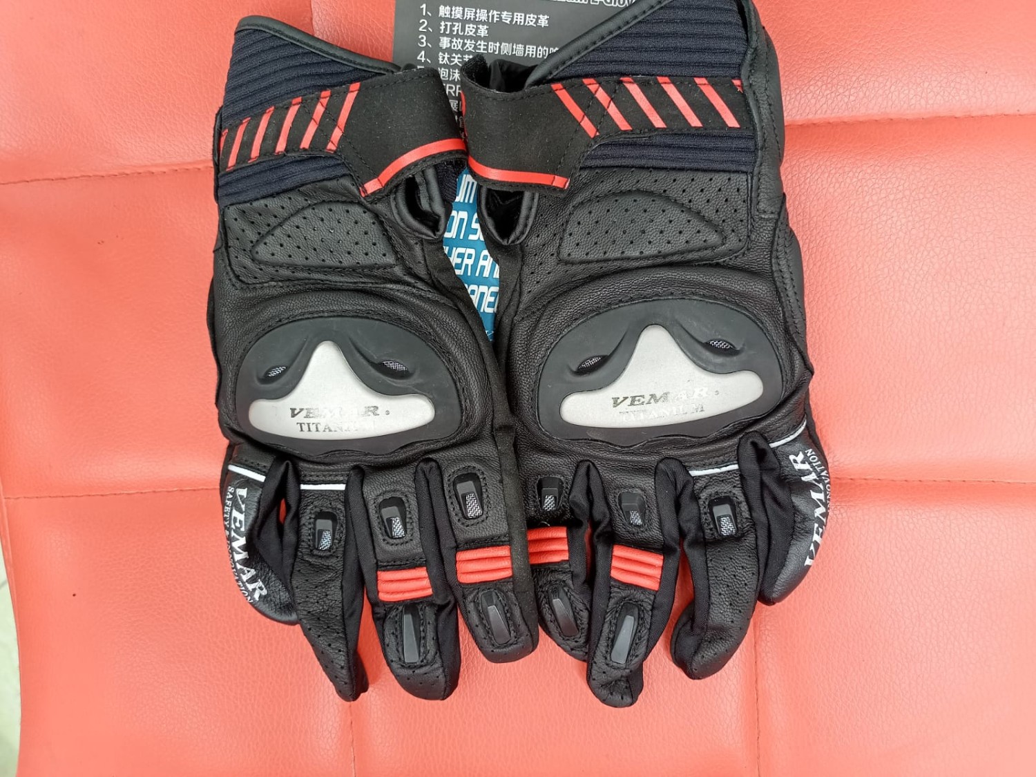Vemar Titanium Real Leather Motorcycle Gloves image