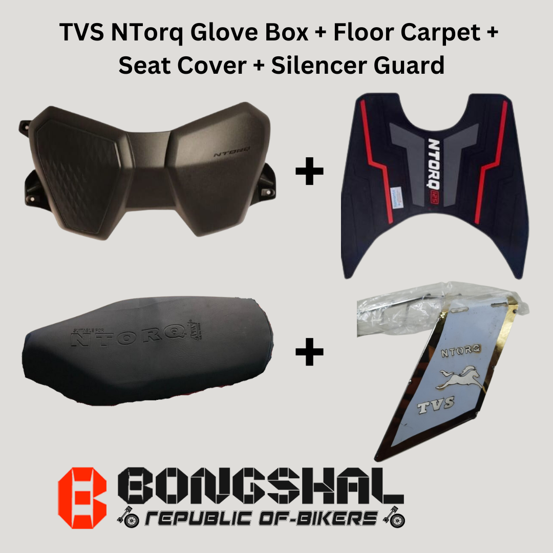 TVS NTorq Glove Box + Floor Carpet +  Seat Cover + Silencer Guard