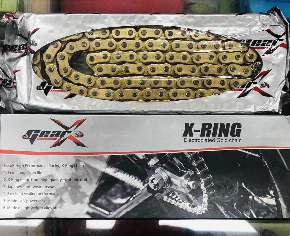 GearX X Ring Racing Motorcycle Chain (Gold), 128 Link/ 132 Link/ 136 Link