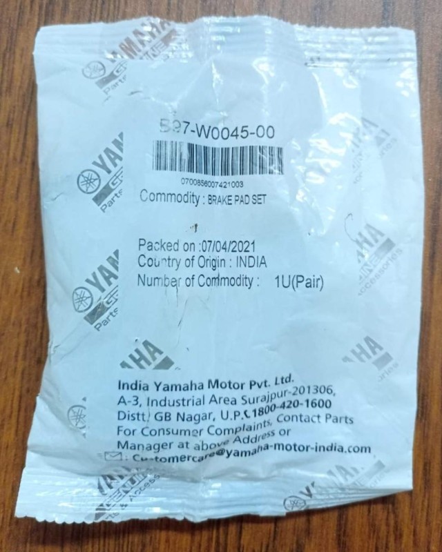 Front Brake Pad R15 V3 / MT 15 Indian, BRAKE PAD SET B97-W0045-00