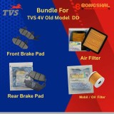 TVS 4V Old Model DD Front & Rear Brake Pad + Air Filter + Mobil Filter